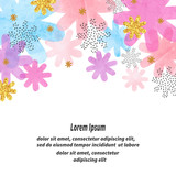 Abstract vector celebration background with colorful watercolor flowers and place for text.