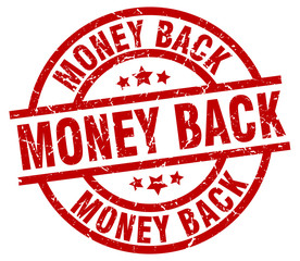 money back round red grunge stamp