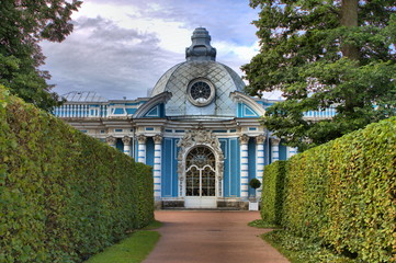 Scenic view in the Catherine Palace gardens. Saint Petersburg, Russia