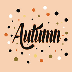 Element of design, the word Autumn with multi-colored circles
