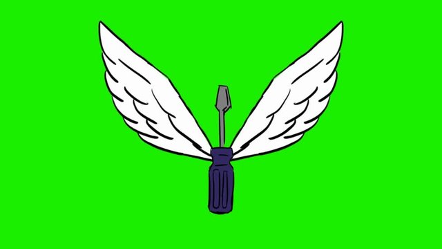 screwdriver - 2d animated wings - green screen