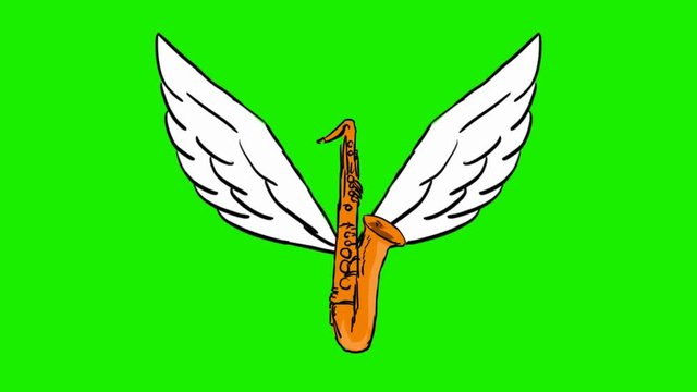 saxophone - 2d animated wings - green screen