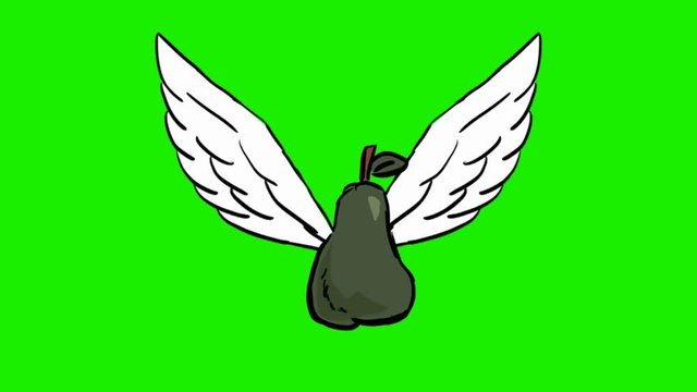 pear - 2d animated wings - green screen