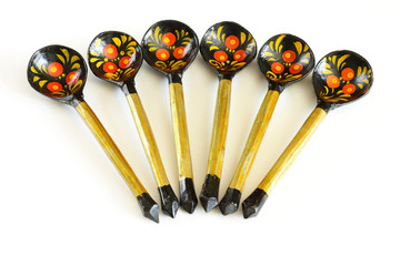 carved wooden spoons. folk art