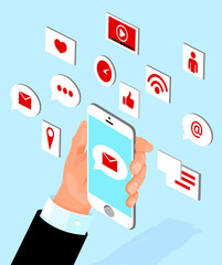 Smartphone with app in a man's hand.