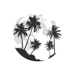 full moon and palm trees