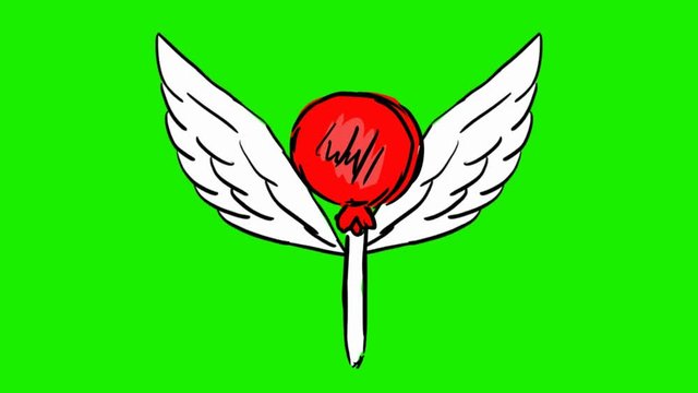 lollypop - 2d animated wings - green screen