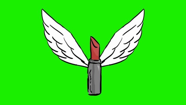 lipstick - 2d animated wings - green screen