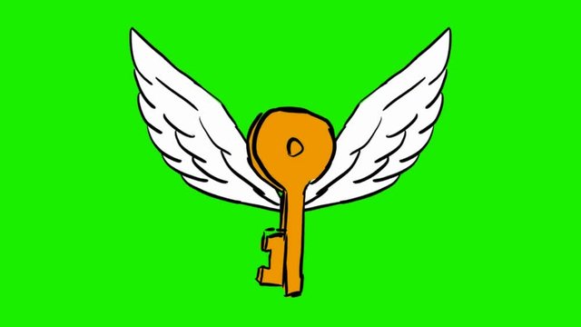key - 2d animated wings - green screen