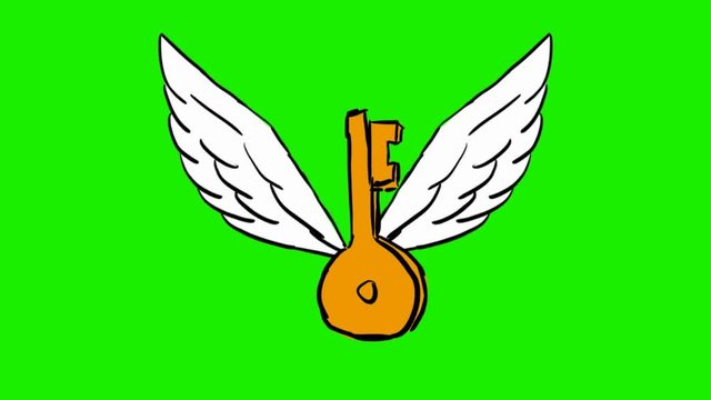 key - 2d animated wings - green screen