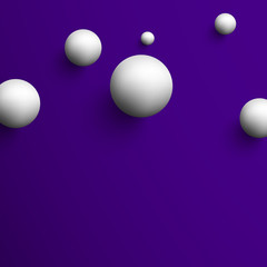 Purple background with white 3d balls.