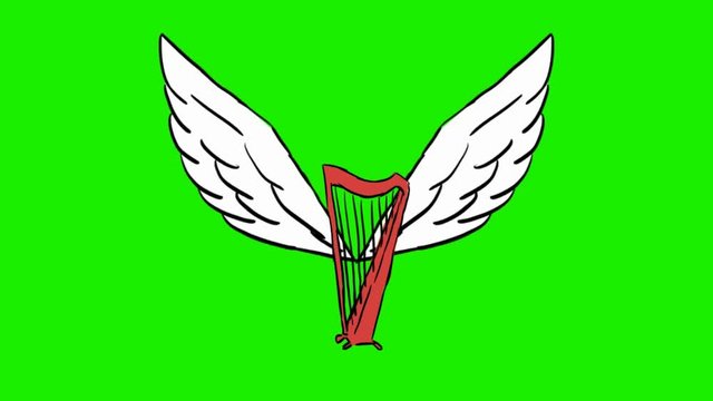 harp - 2d animated wings - green screen