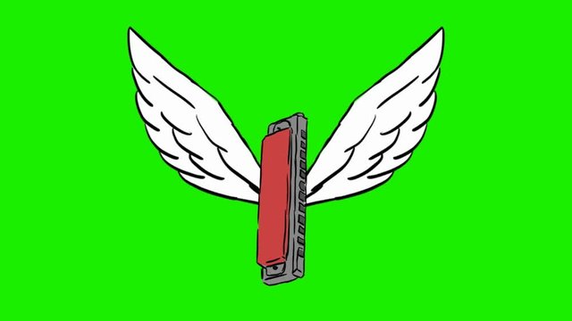 harmonica - 2d animated wings - green screen