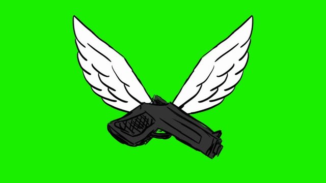 gun - 2d animated wings - green screen