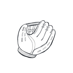 Hand drawn baseball glove sketch isolated on white background. Vector illustration.