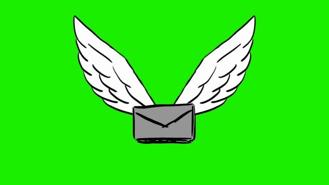 mail - 2d animated wings - green screen