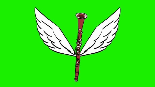 clarinet - 2d animated wings - green screen