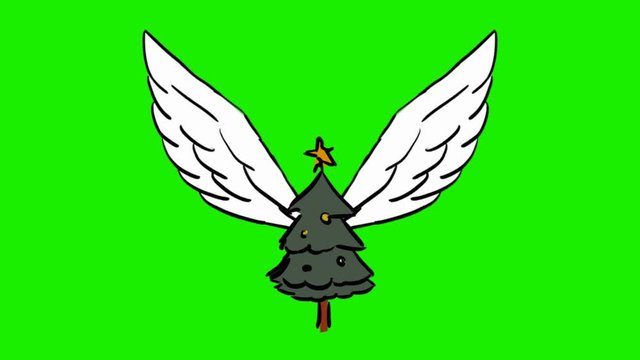 Christmas tree - 2d animated wings - green screen