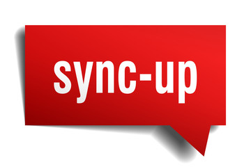 sync-up red 3d speech bubble
