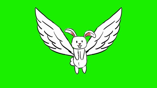 rabbit - 2d animated wings - green screen