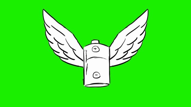 battery - 2d animated wings - green screen