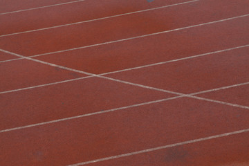 Fototapeta premium red plastic runway in a sports ground, in Beijing, China