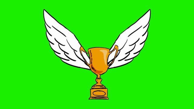 Trophy - 2d animated wings - green screen