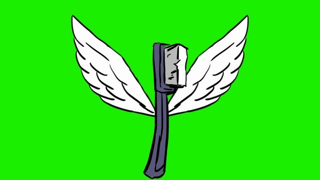 toothbrush - 2d animated wings - green screen