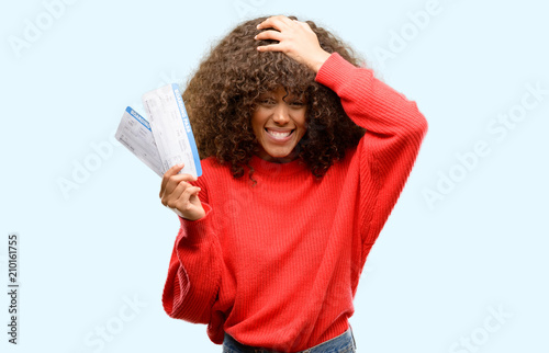 Stressed Out Students How Boarding >> African American Woman Holding Airline Boarding Pass Tickets Stressed Out Students How Boarding >> African American Woman Holding Airline Boarding Pass Tickets