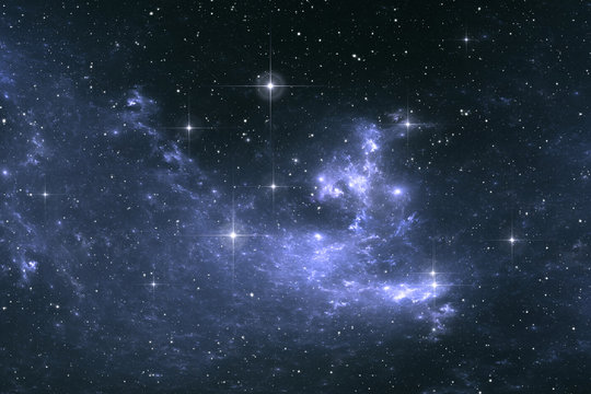Starry night sky space background with nebula