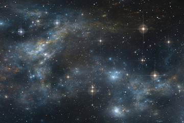 Starry night sky space background with nebula