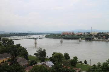 Fototapeta na wymiar Maria Valeria bridge from Esztergomi basilica, Danube river, Esztergom/Ostrihom, Hungary
