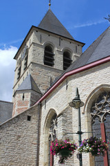 Exterior view (19th century) of the lovely St Salvatore church in Wieze, East Flanders, Belgium. It has late gothic style architecture and is a protected monument. © Imladris