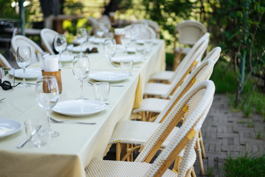 Elegant light table set outdoors