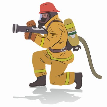 illustration of a fireman, vector draw