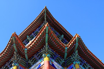 temple building under the blue sky