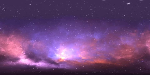 360-Grad-Weltraumnebel-Panorama, gleichwinklige Projektion, Umgebungskarte. Sphärisches HDRI-Panorama. Weltraumhintergrund mit Nebel und Sternen. © Peter Jurik