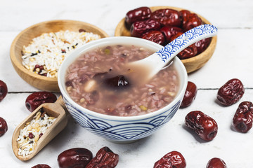 Eight Treasure Congee on traditional chinese festive porridge,