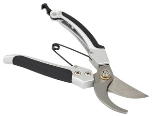 Professional garden secateur, pruner, scissors, isolated on white background