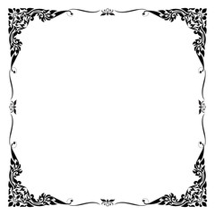 Decorative frame and border, Square frame, Black and white, Thai pattern, Vector illustration