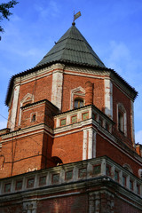 Fototapeta na wymiar Old architecture of Izmailovo manor in Moscow. Popular landmark. Color photo.