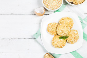 Homemade cookies with sesame seeds