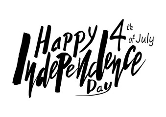 Handwritten text for holiday Independence Day of the United States on July 4 on a textured background. Vector for greeting card, banner, greeting, print.