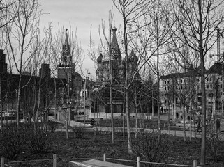 the Kremlin , the black-and-white photo