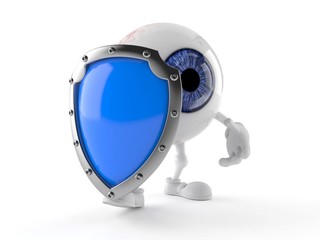 Eye ball character with protective shield