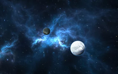 Exoplaneten oder extrasolarer Planet mit Sternen auf Nebelhintergrund © Peter Jurik