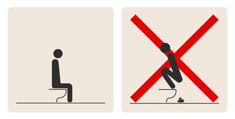 WC Toilet hygiene. Prohibition to do in the toilet.