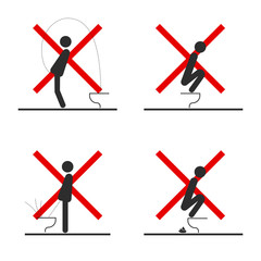 WC Toilet hygiene. Set of sign and symbol of toilet rules.