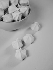 Meringue cookies, black and white photograph