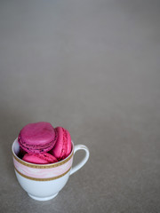 colorful macaroons, almond cookies, pastel colors, vintage card, with place to add text